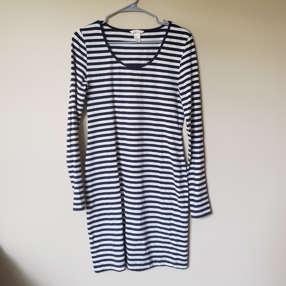 Striped Sleeved Cotton Dress | M - Picture 2 of 2